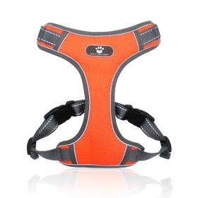 dog Harnesses; Pet Traction Rope Mesh Breathable Big Dog Chest Strap Vest Reflective Dog Rope Spot Wholesale (Specification (L * W): M (12-32 kg), colour: orange)